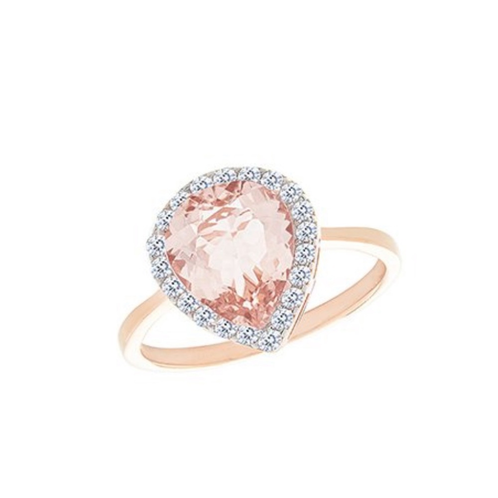 Lab created Morganite & cubic zirconia ring NWT